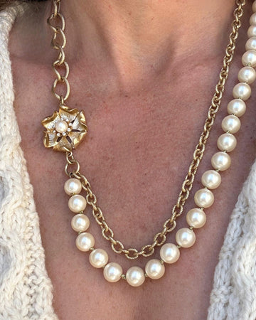 Pearl and Gold Bloom Necklace