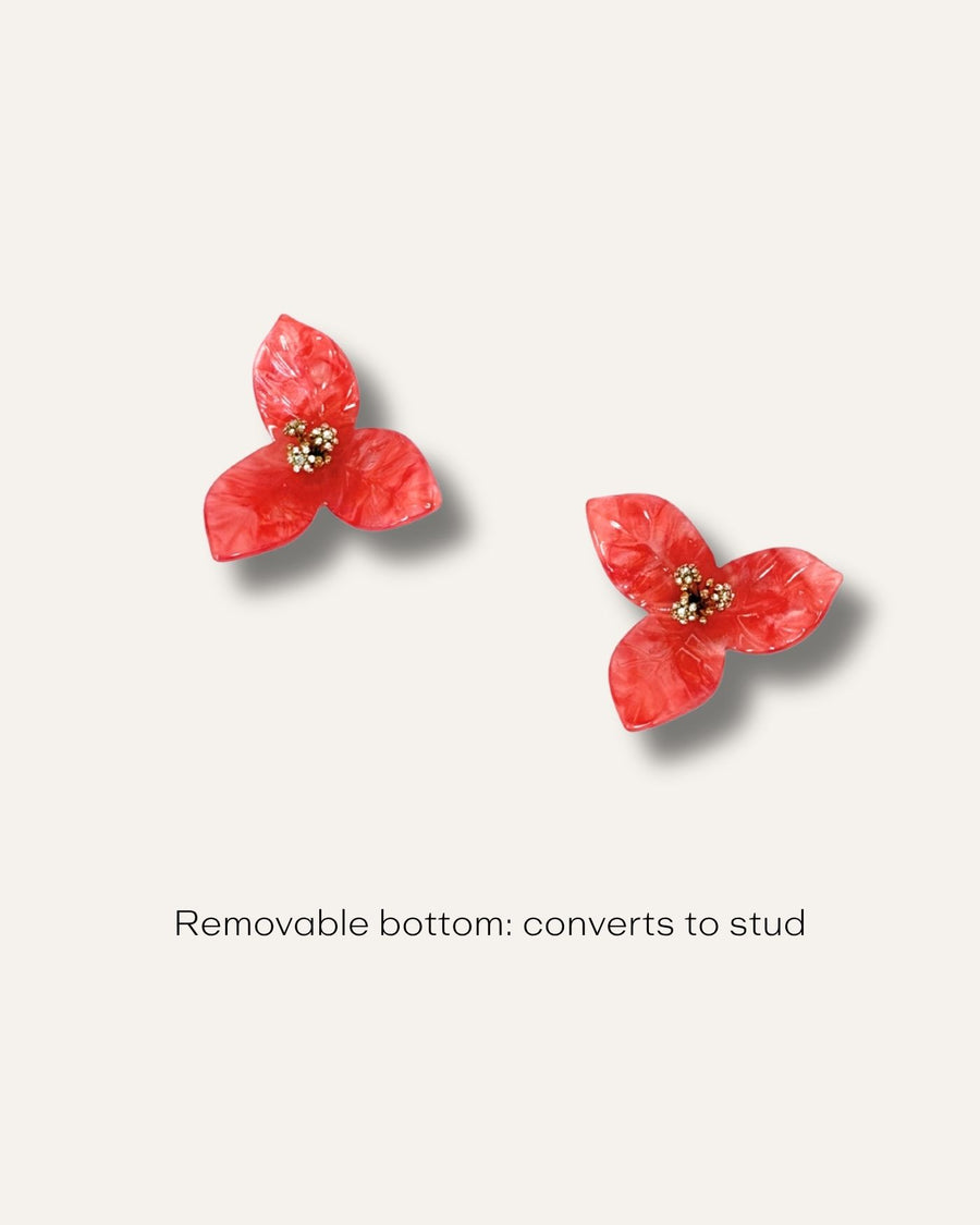 Never Released! Pink Petals Convertible Statement Earrings