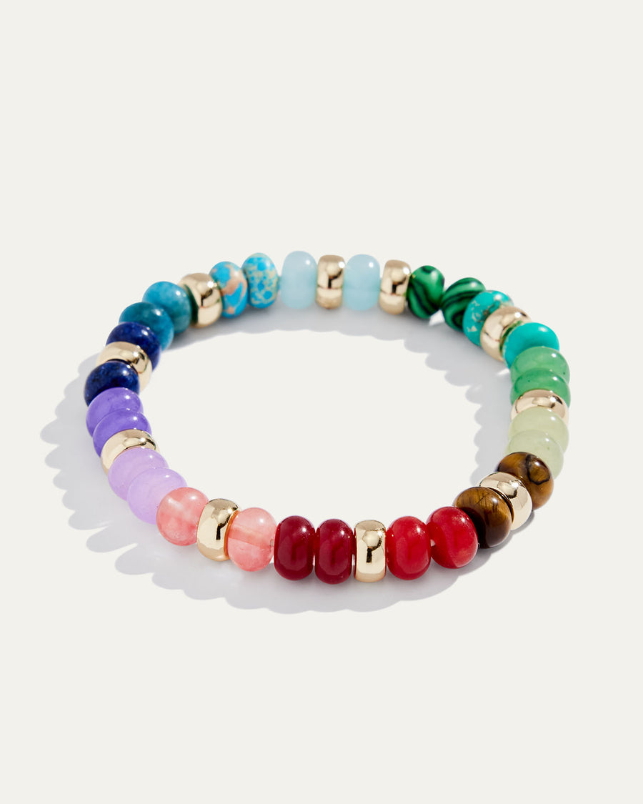 Rainbow Beaded Candy Stretch Bracelet