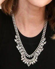 Regency Collar Silver Crystal Statement Necklace