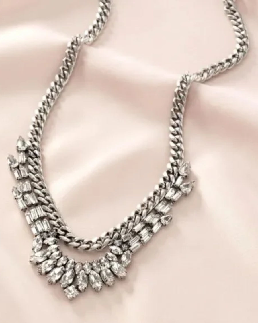 Regency Collar Silver Crystal Statement Necklace