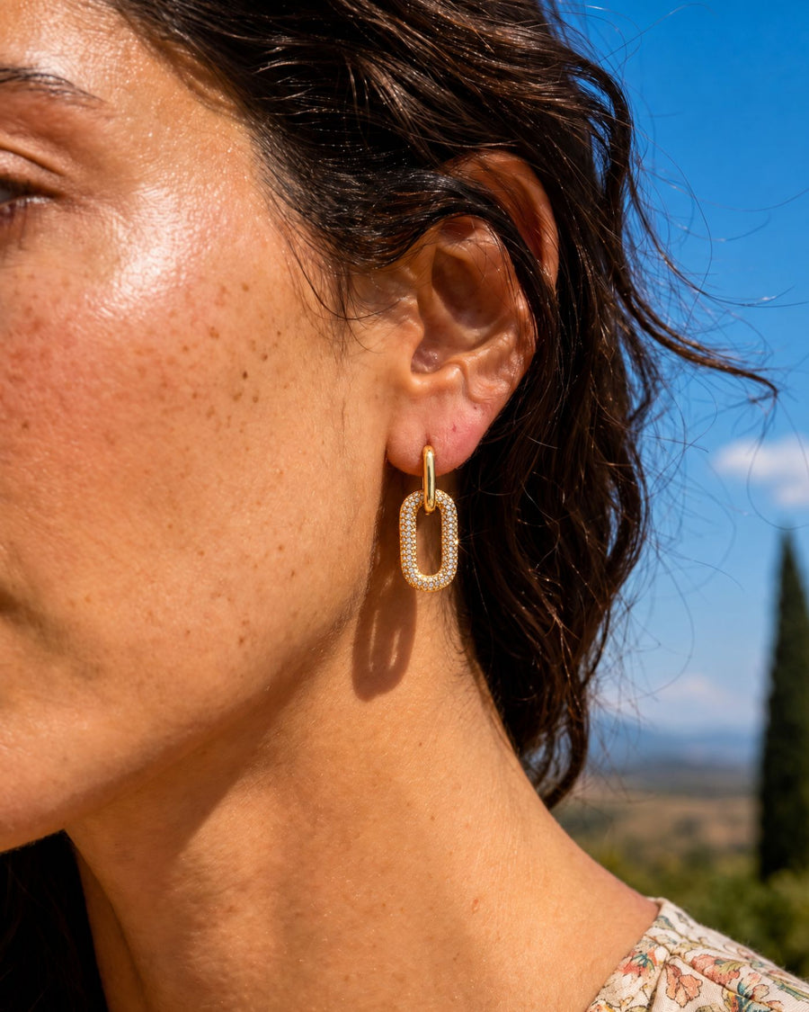 Reversible Pavé Link Earrings