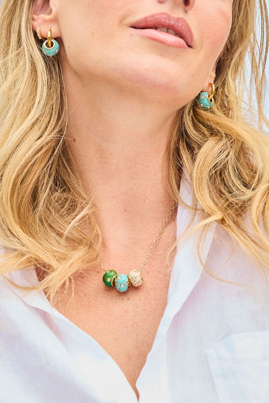 Rondelle Trio Necklace & Matching Earrings Bundle