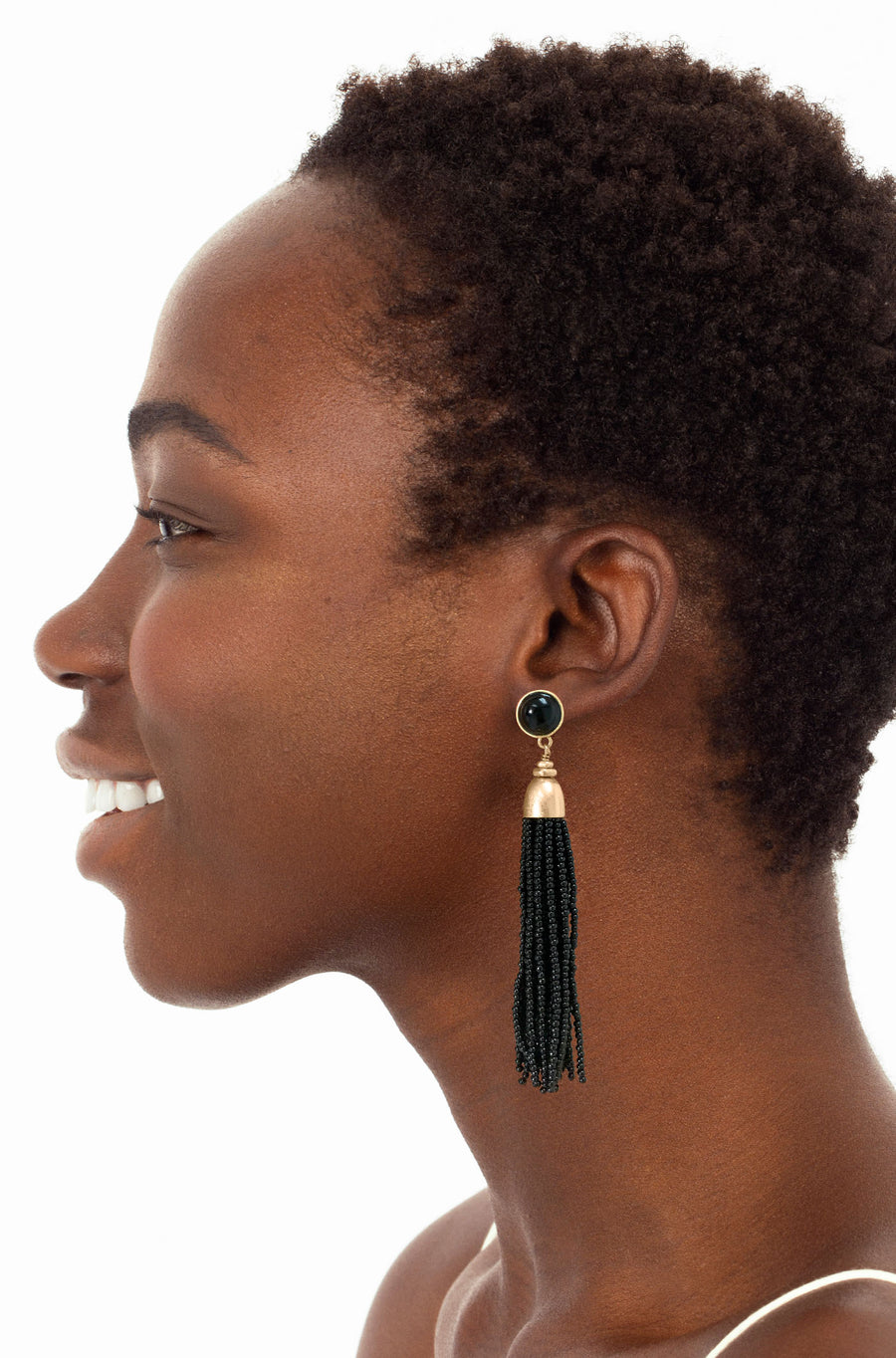 Gita Versatile Tassel Earrings - Black