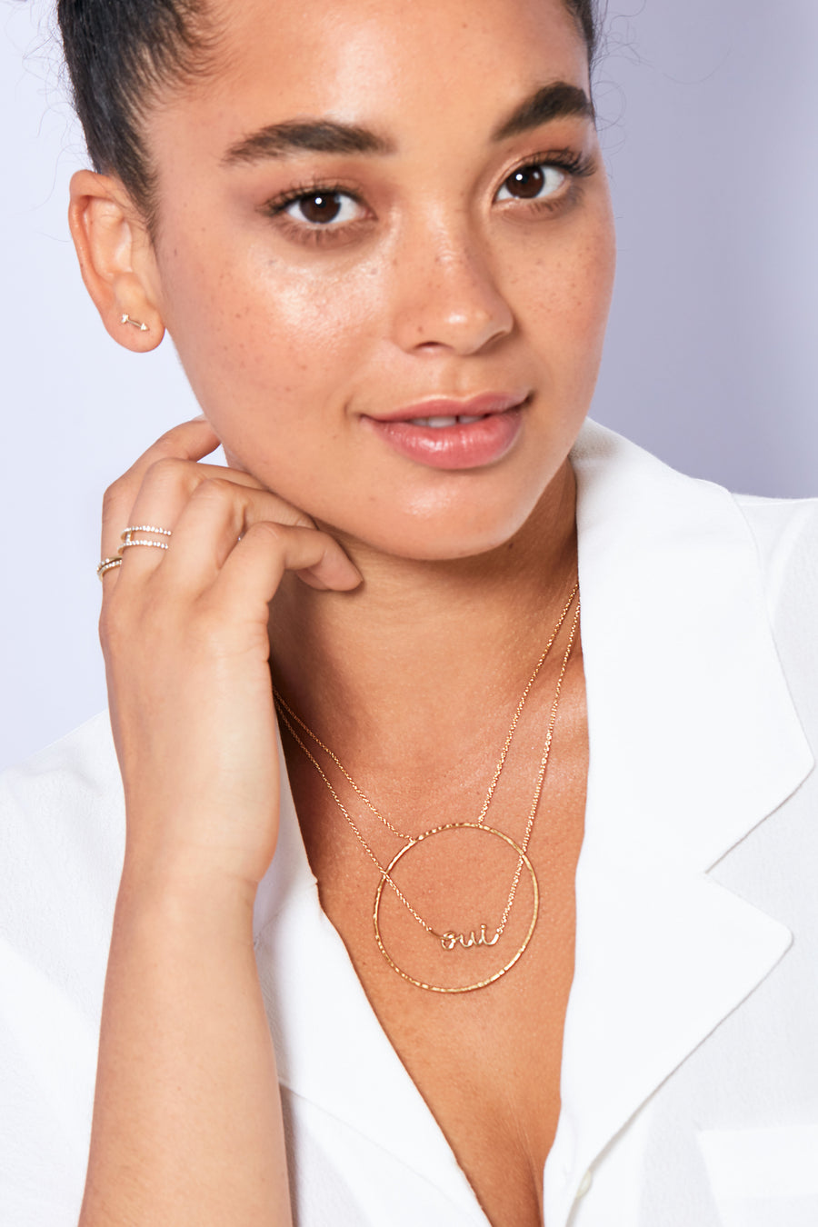 Essential Hammered Hoop Pendant - Gold