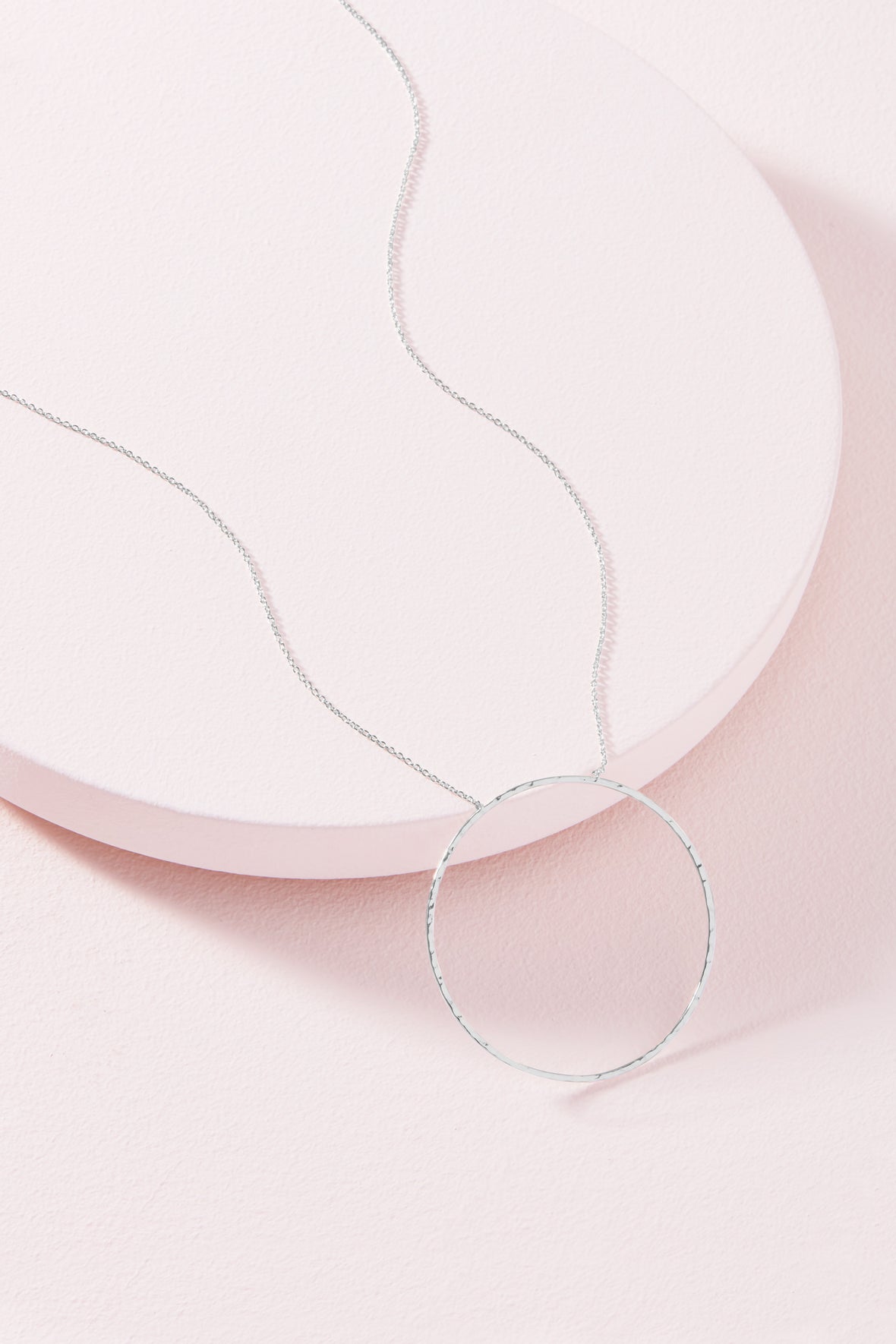 Essential Hammered Hoop Pendant - Silver