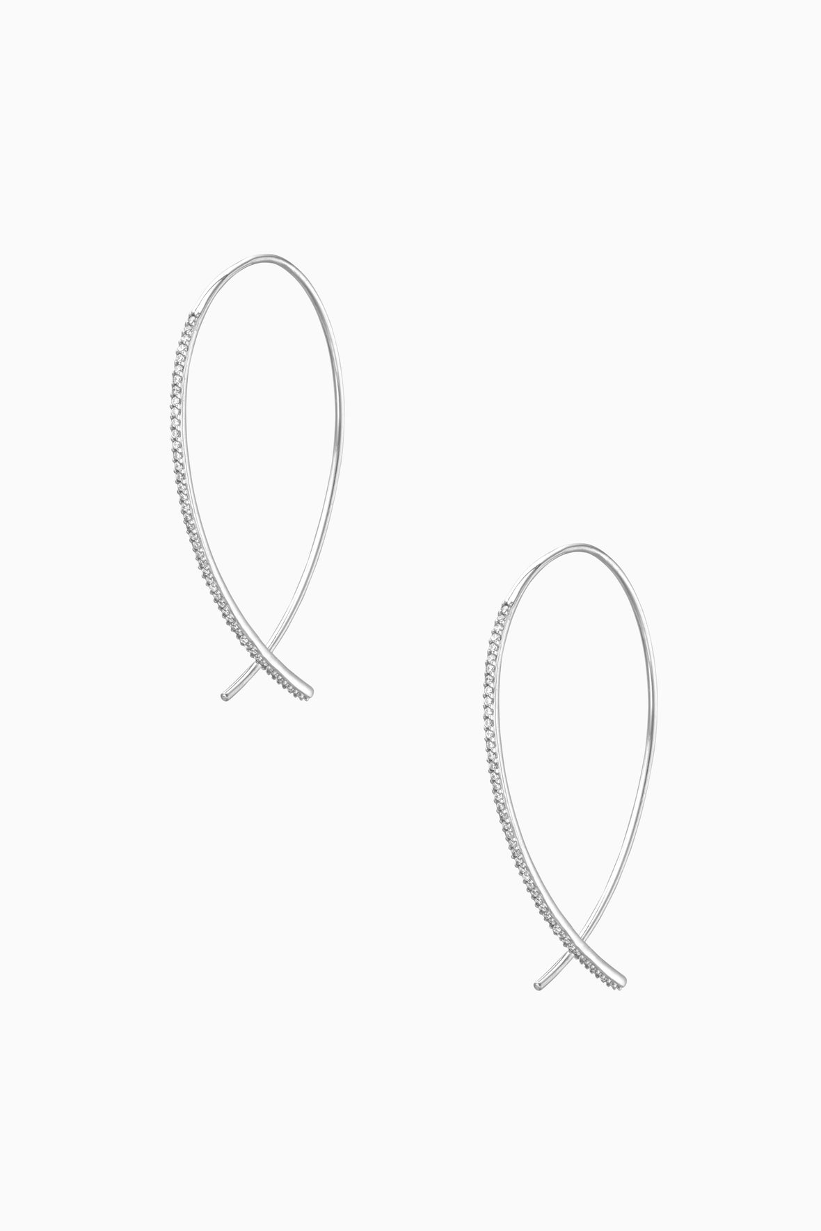 Pave Arc Earrings - Silver