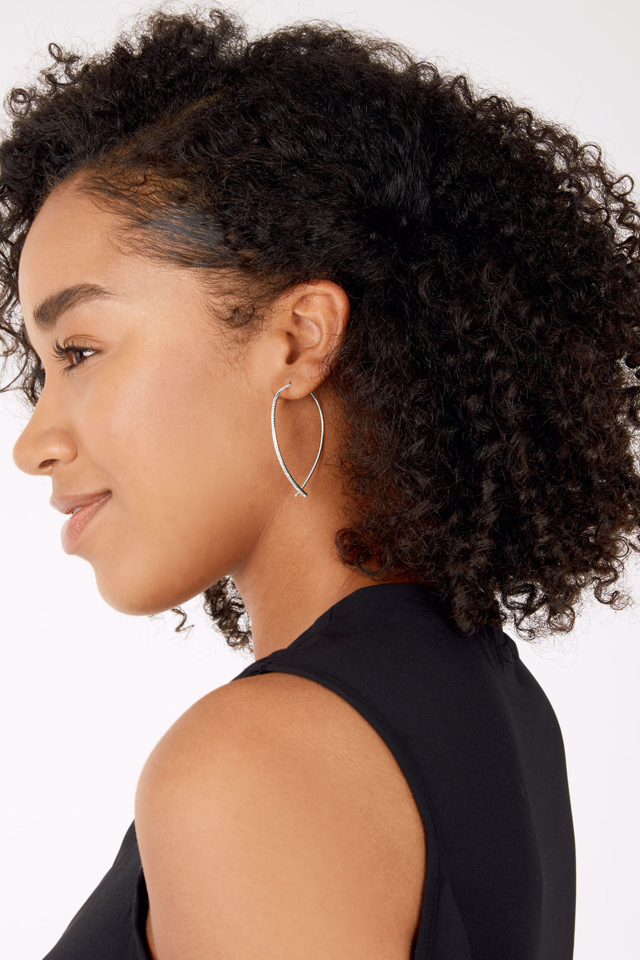 Pave Arc Earrings - Silver