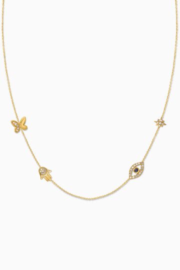Covet 10kt  Gold & Diamond Custom 4-Charm Necklace