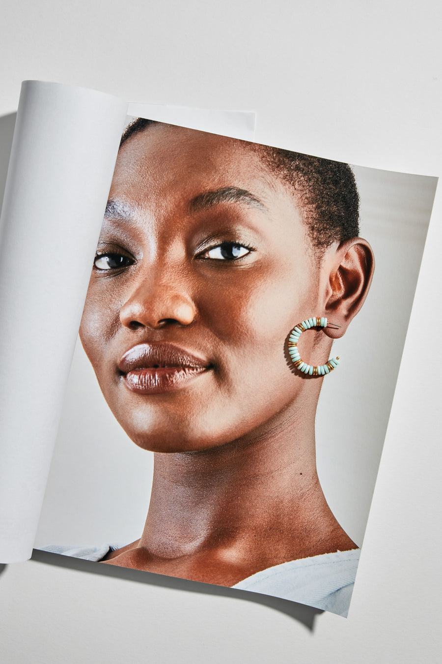 Modern Bohemian Beaded Hoop Earrings - Pale Turquoise