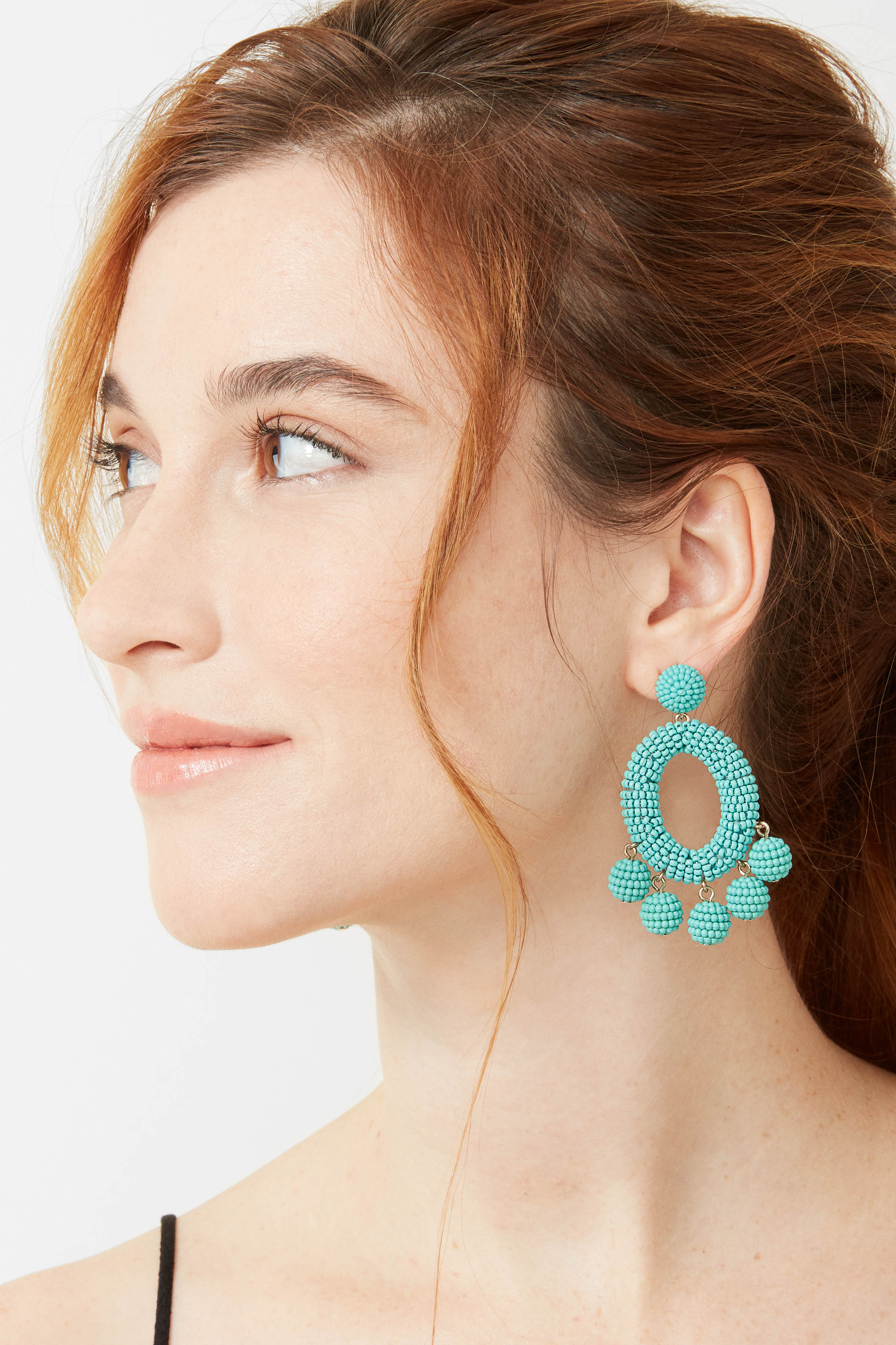 Turquoise Beaded Statement Earrings