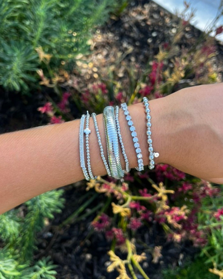 Tribute Beaded Stretch Bracelet | Silver