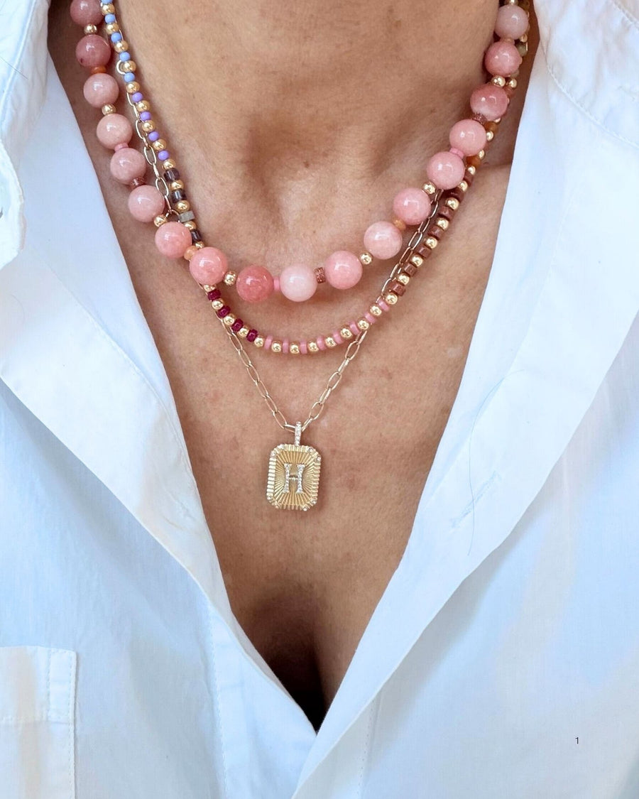 Dot Necklace in Strawberry Sunstone Quartz
