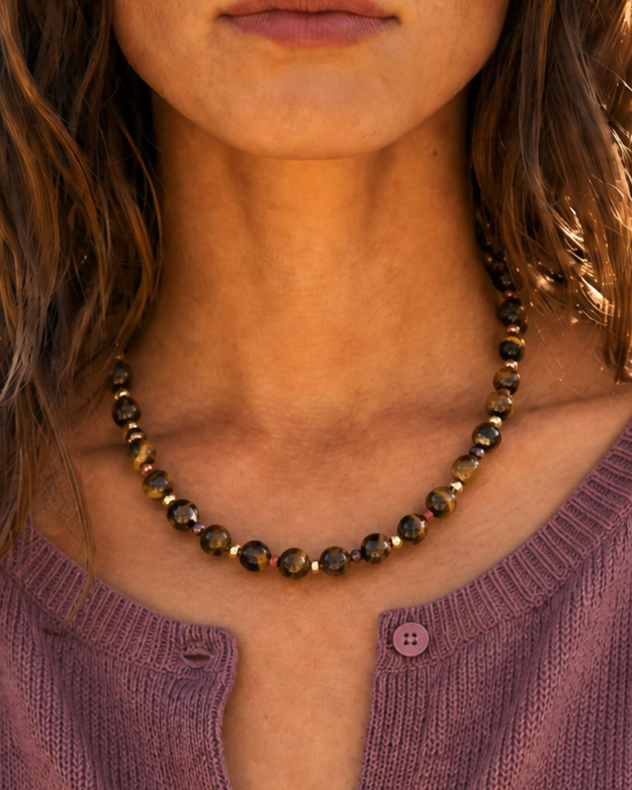 Dot Necklace in Tigers Eye
