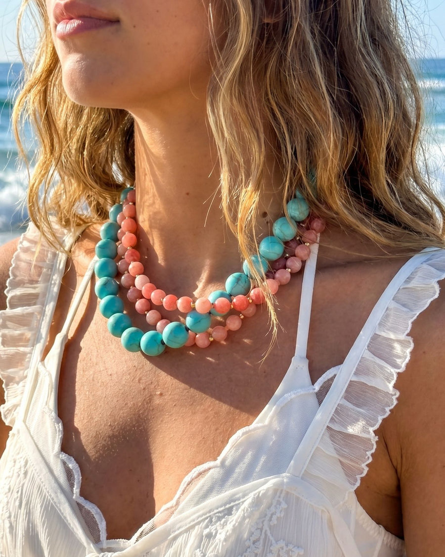 Dot Necklace in Strawberry Sunstone Quartz