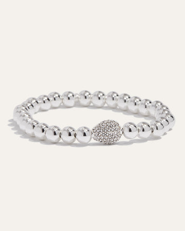Ulani Beaded Stretch Bracelet | Silver
