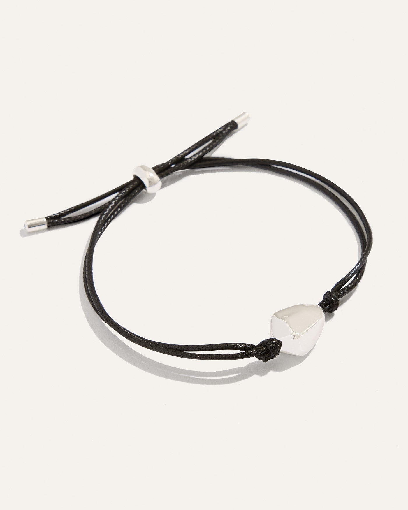 Ulani on Leather Cord Bracelet | Black and Silver