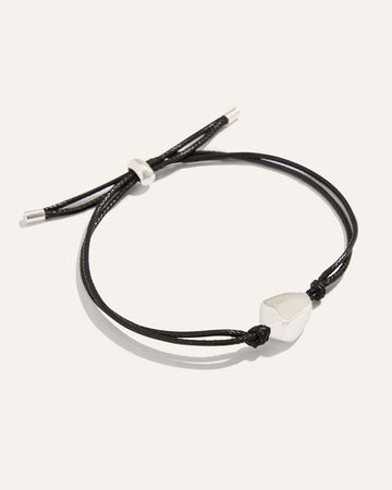 Ulani on Leather Cord Bracelet | Black and Silver