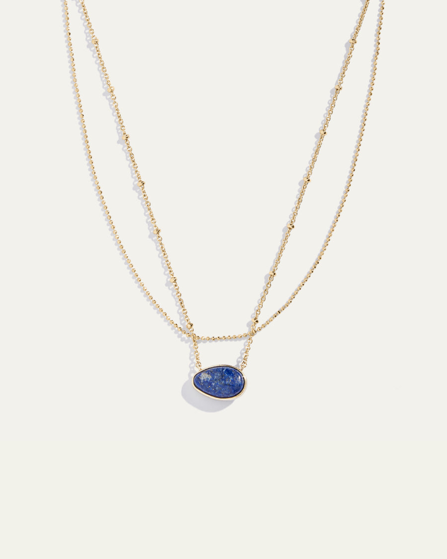 Reversible Look of Layered Necklace in Lapis and Turquoise