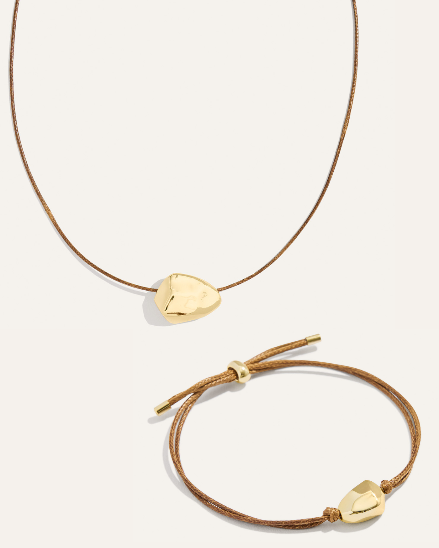Ulani on Leather Necklace & Bracelet Bundle | Tan/Gold
