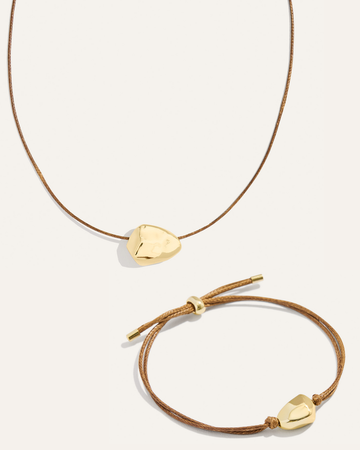 Ulani on Leather Necklace & Bracelet Bundle | Tan/Gold
