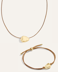 Ulani on Leather Necklace & Bracelet Bundle | Tan/Gold