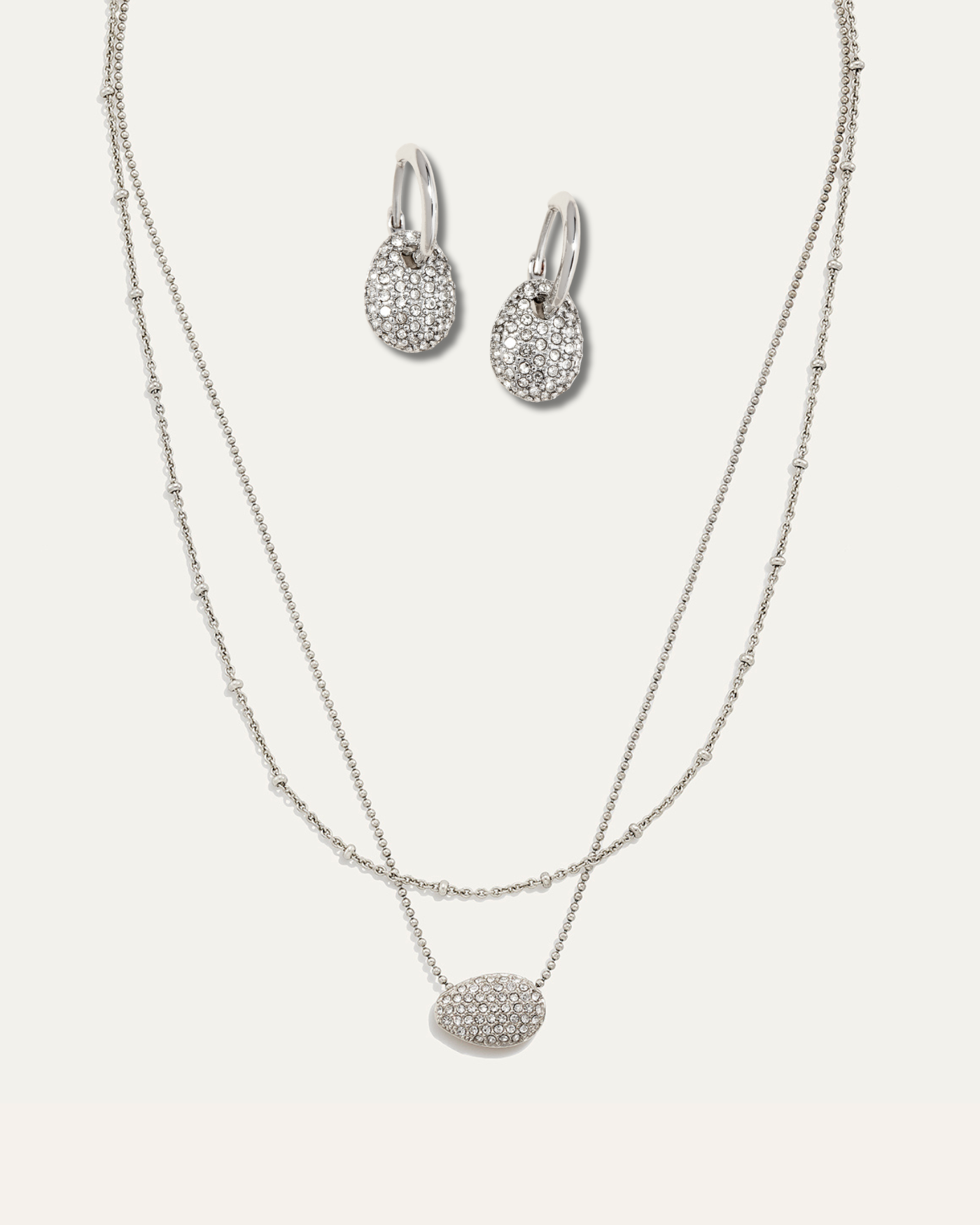 Ulani Layered Necklace & Matching Earrings | Silver