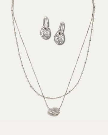 Ulani Layered Necklace & Matching Earrings | Silver