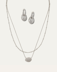 Ulani Layered Necklace & Matching Earrings | Silver