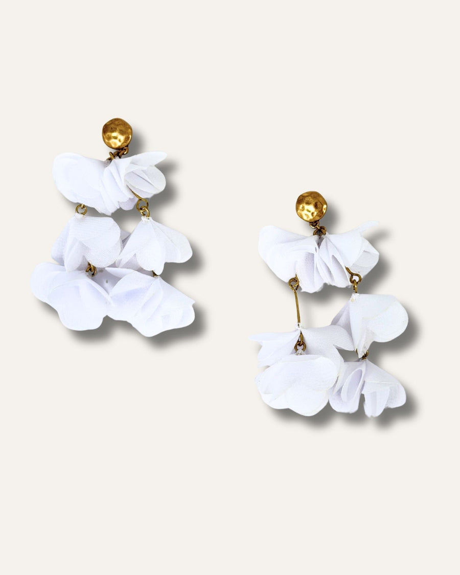 Never Released! White Bloom Drop Statement Earrings