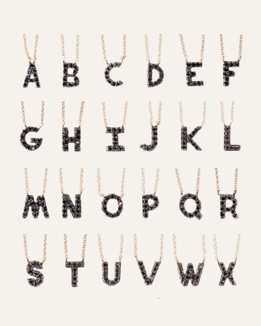 Covet 14kt Black Diamond Pavé Initial Letter Necklace - Final Sale