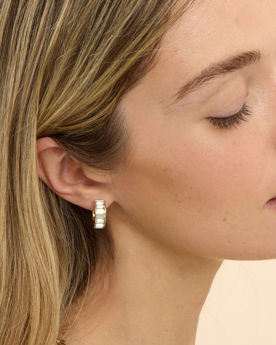 Channel Set Huggie Earrings