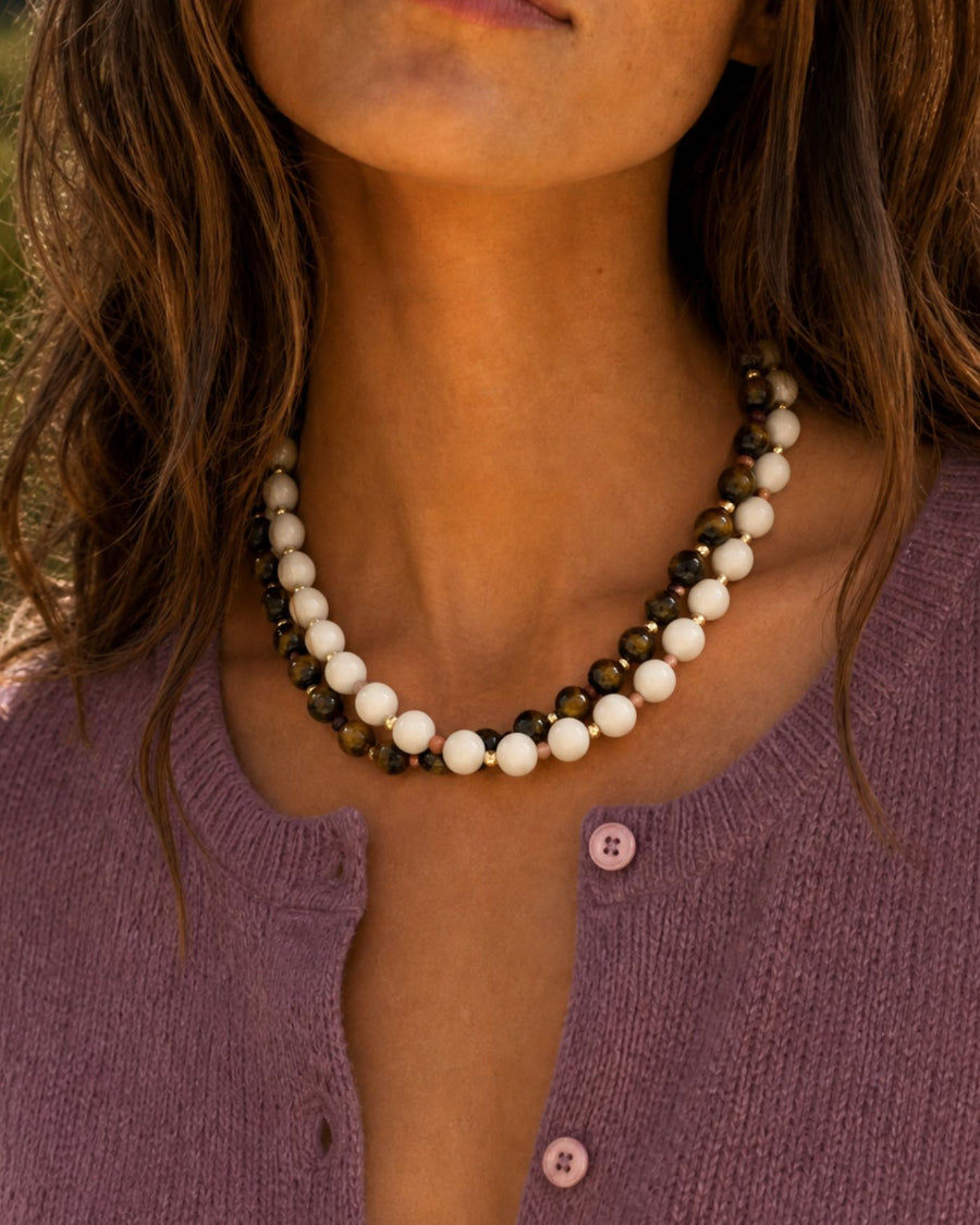 Dot Necklace in Tigers Eye