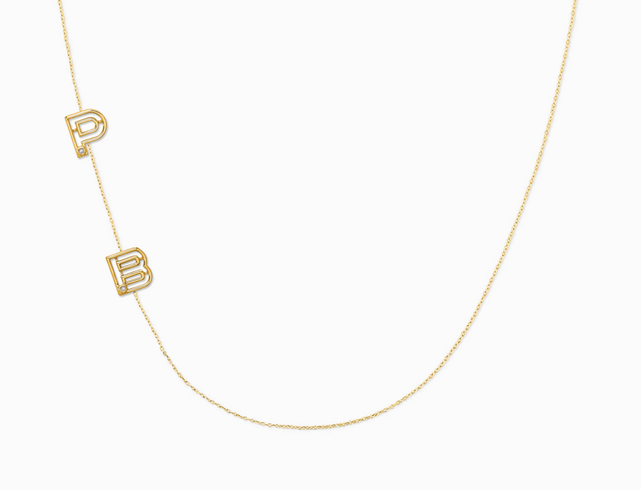Covet 10kt Gold & Diamond Custom Off Center 2-Letter Necklace