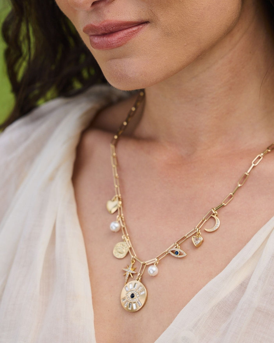 Evil Eye Mixed Charm Necklace