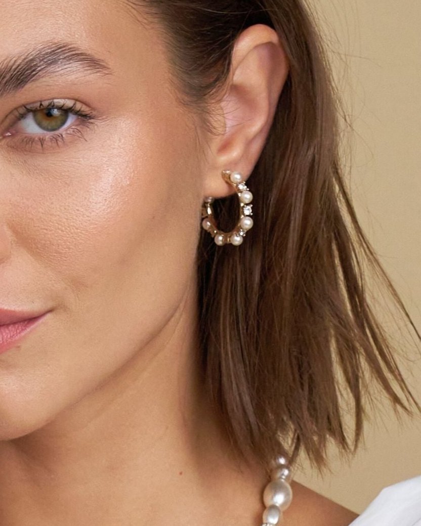 Gaia Pearl and Crystal Hoop Earring