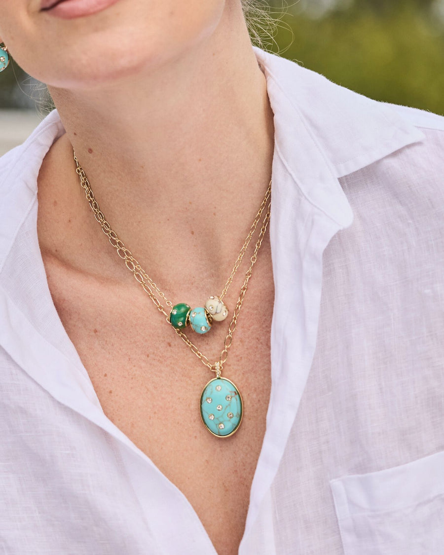 Inlaid Turquoise Pendant Layering Necklace