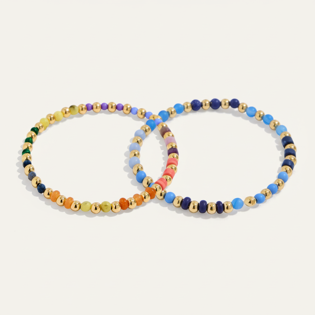 Kate Gemstone Bracelets - Multi & Blue