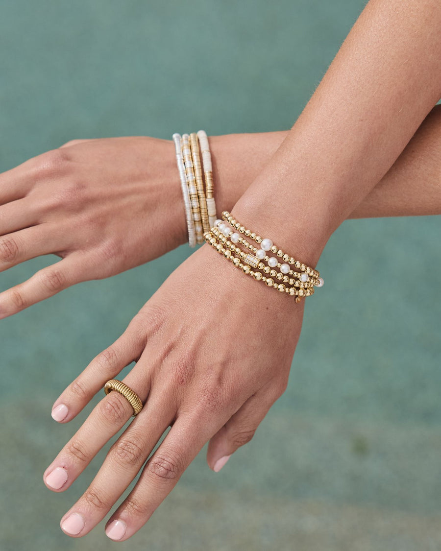 Pearl and Gold Beaded Bracelet Duo