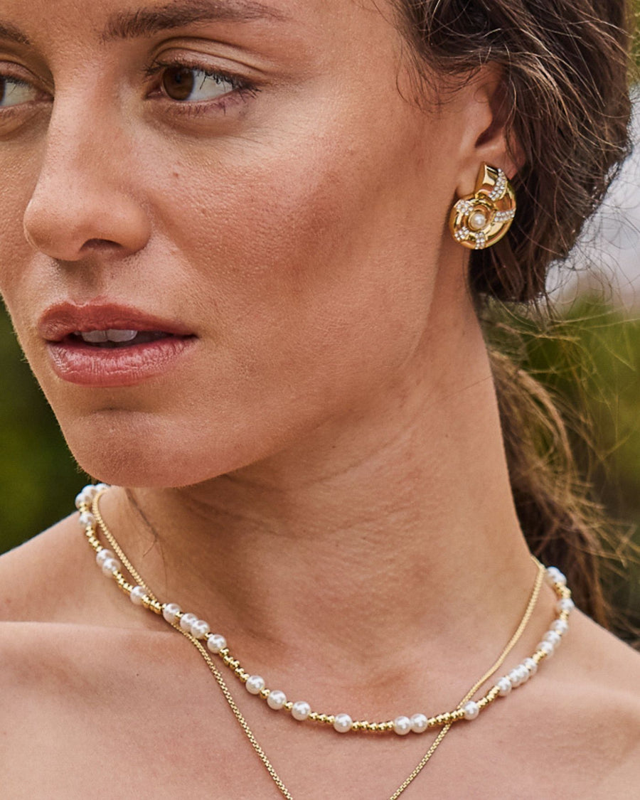 Pearl and Gold Beaded Adjustable Choker Necklace