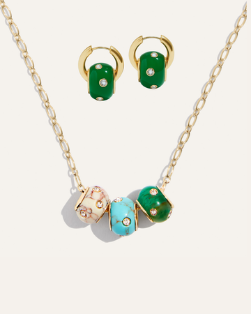 Rondelle Trio Necklace & Matching Earrings Bundle