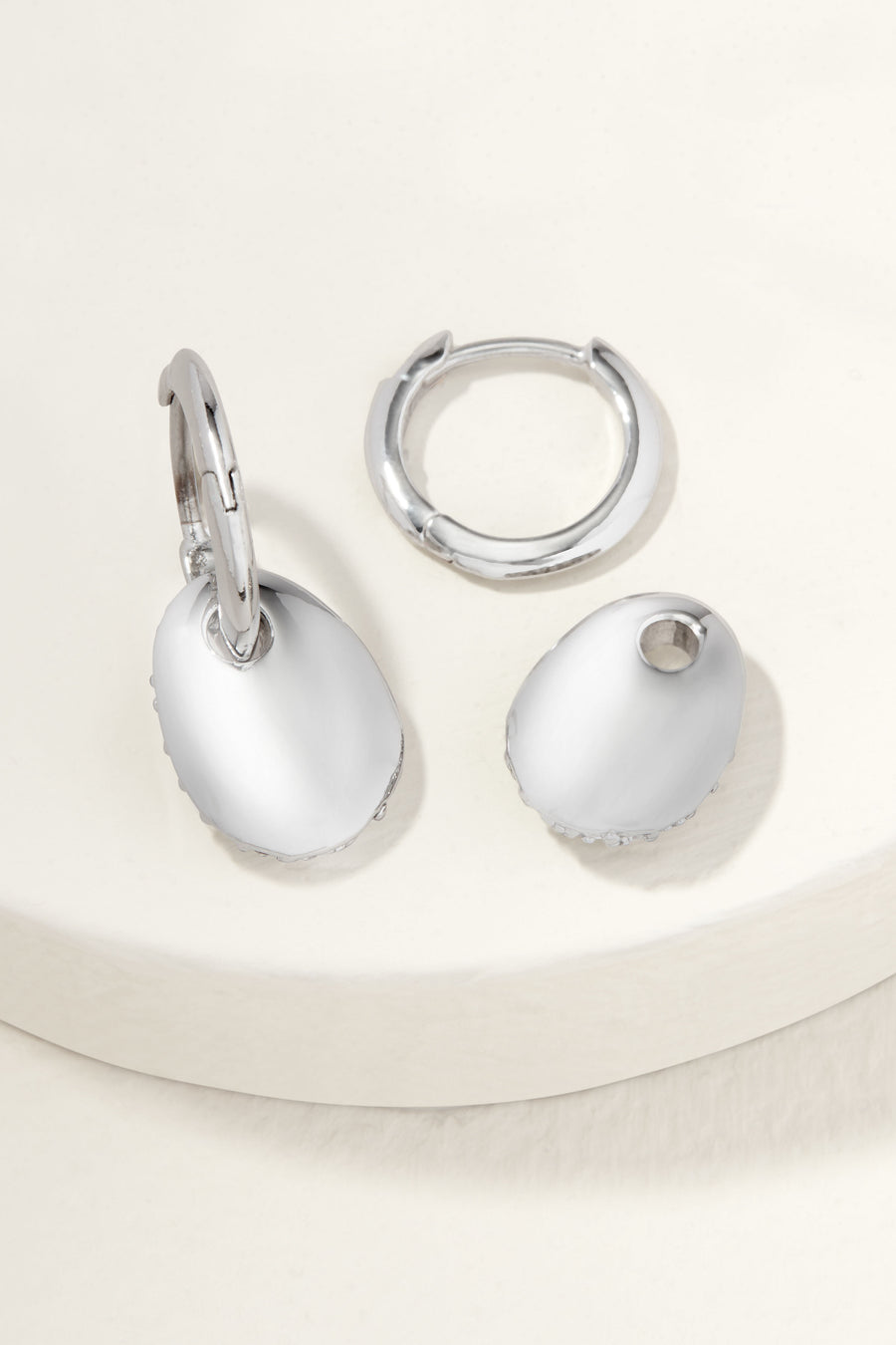 Ulani Reversible Drop Huggie Earrings | Silver