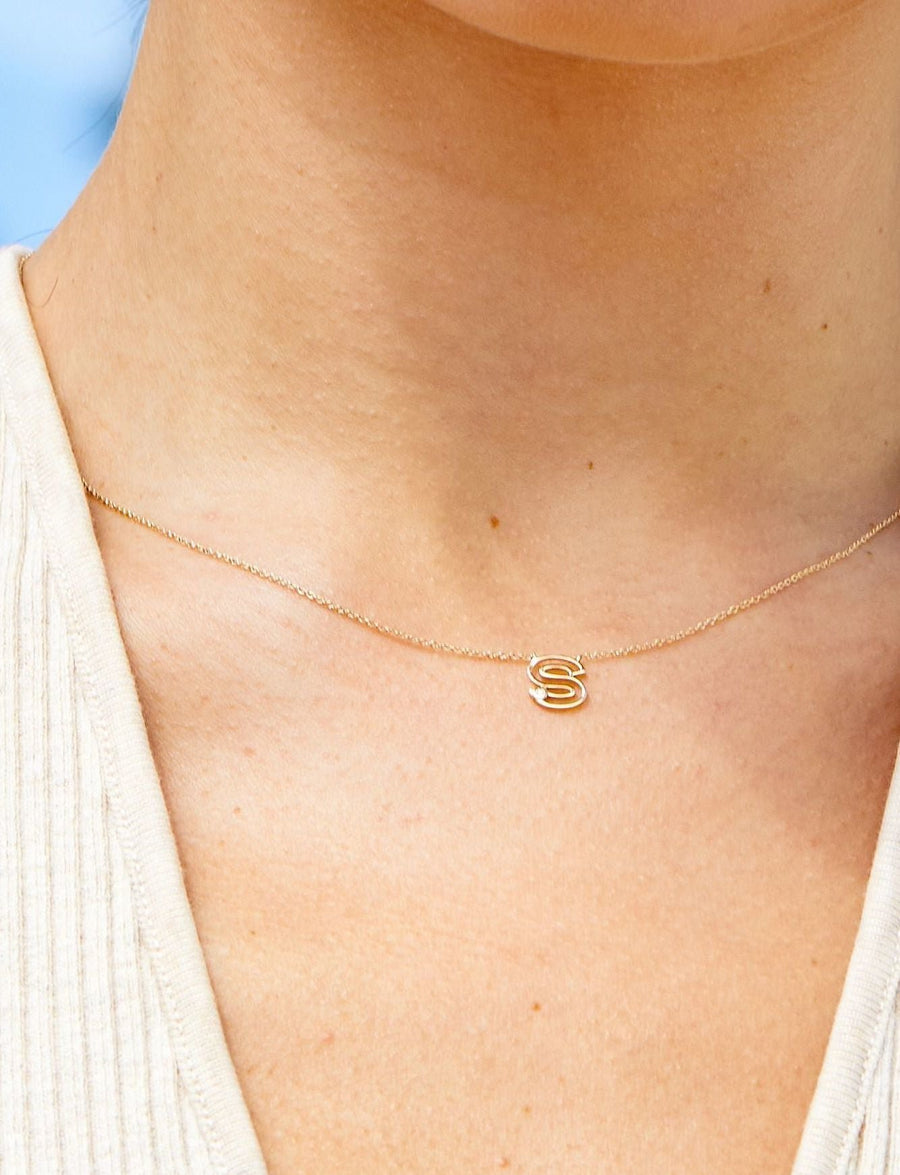 Covet Single Initial 10-14kt Diamond Necklace - Main Image